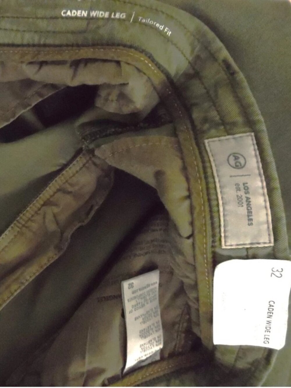 New AG CADEN WIDE LEG Tailored Fit Pants High Rise Chino Trouser Sulfur Green 32 - Picture 8 of 11